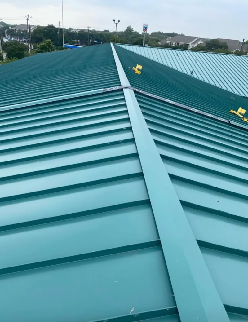 Green commercial metal roof ridge and valley for Metal Roof Repair in German Flatts